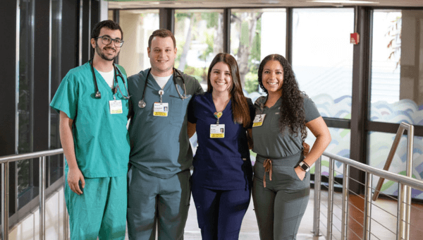 A group of physician residents in a hospital.