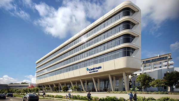an exterior view of st josephs hospital new tower