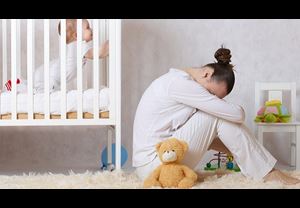 Young mother between 30 and 40 years old is experiencing postnatal depression