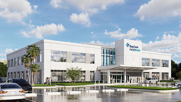 An artist's digital rendering of the new BayCare HealthHub Manatee.