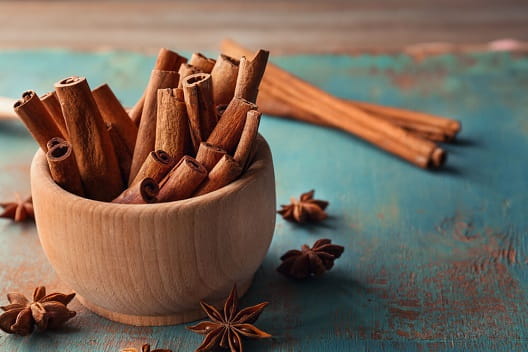 bowl of cinnamon sticks