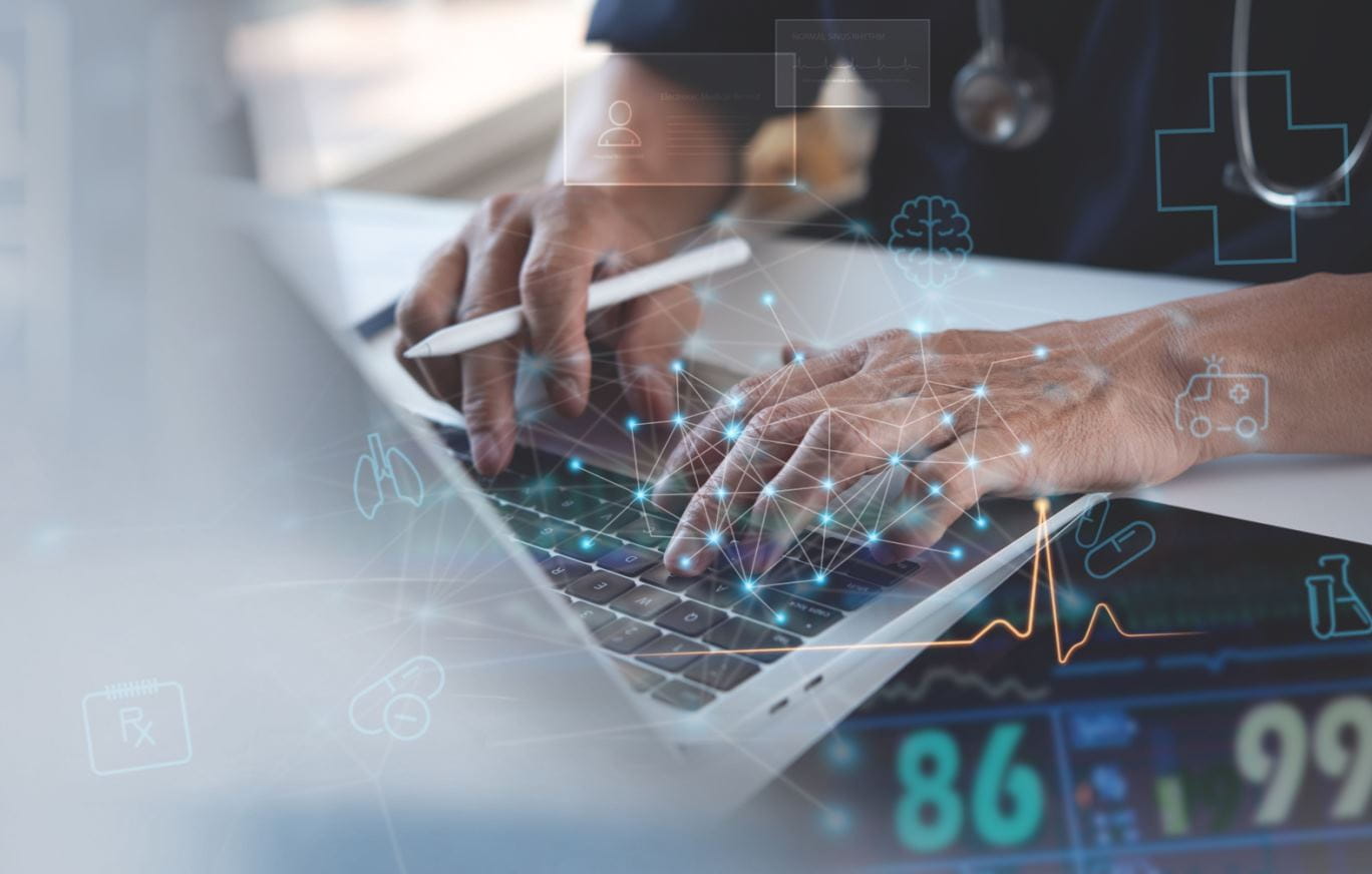 BayCare Patient Portal Health icons on virtual screen interface