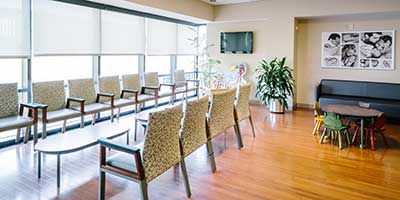 Spacious and comfortable waiting room.