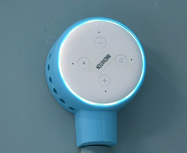 Alexa attached to a hospital room wall