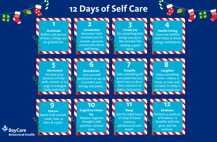 An illustration showcasing 12 days dedicated to self-care, highlighting diverse activities for mental and physical wellness.