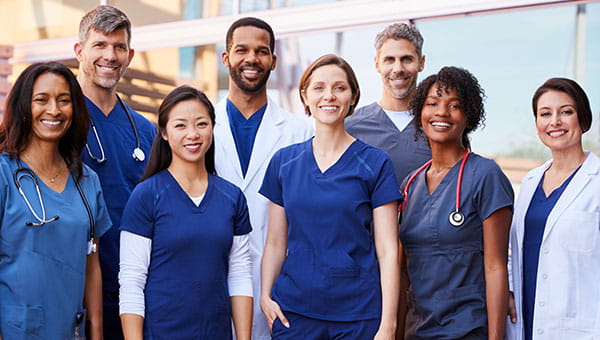 A group of male and female doctors