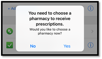 BayCareAnywhere screen for selecting a pharmacy