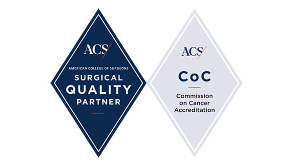 Accreditation seal for American College of Surgeons Surgical Quality Partner and Commission on Cancer Accreditation