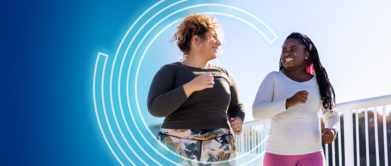Two women taking an invigorating walk 