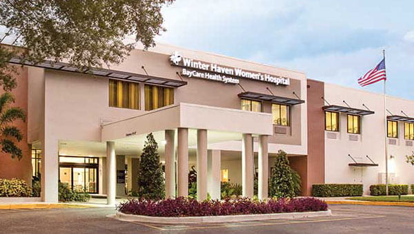 An exterior view of Winter Haven Women's Hospital.