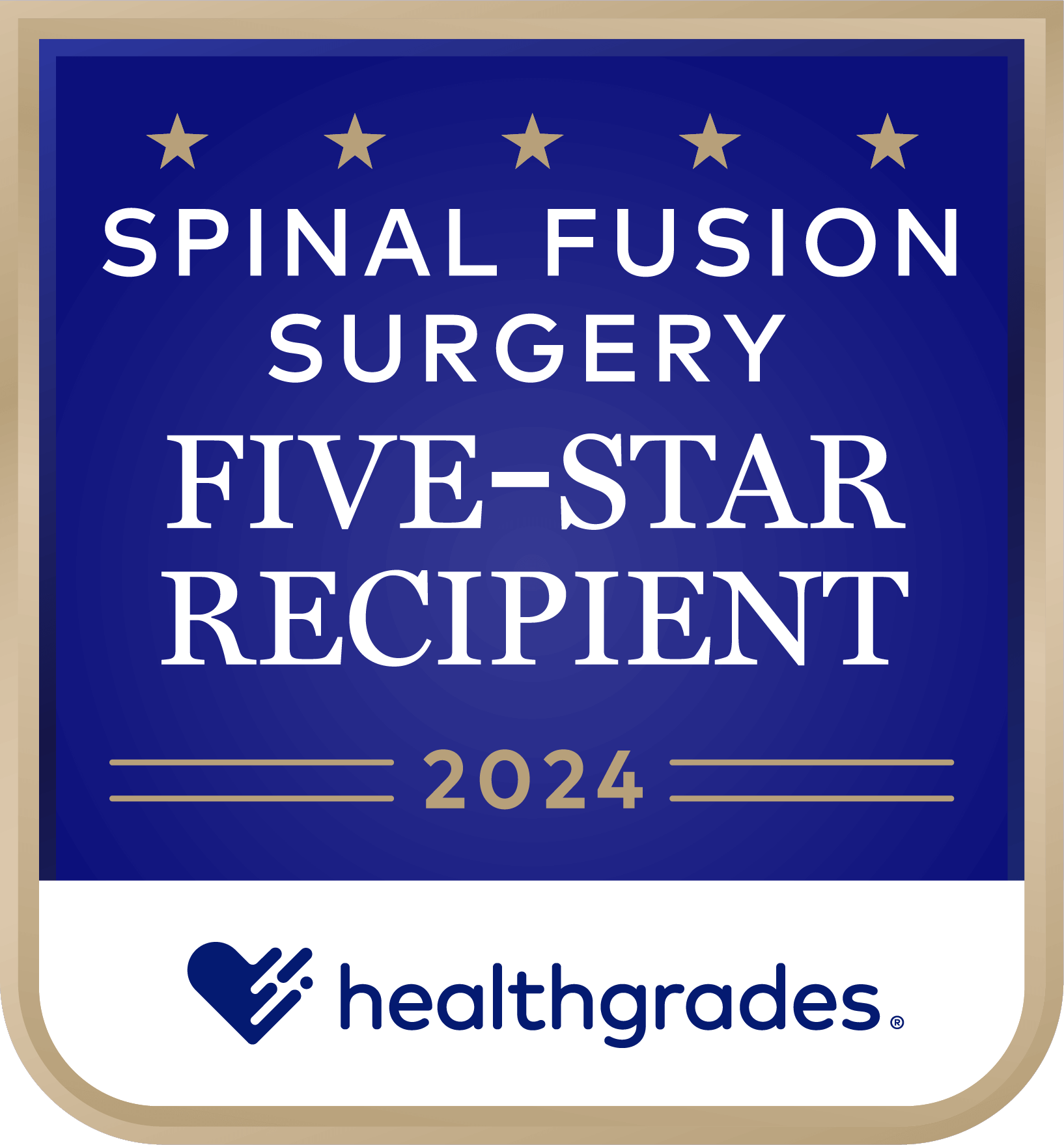 Spinal Fusion Surgery Five Star Award Recipient 2024 from Healthgrades