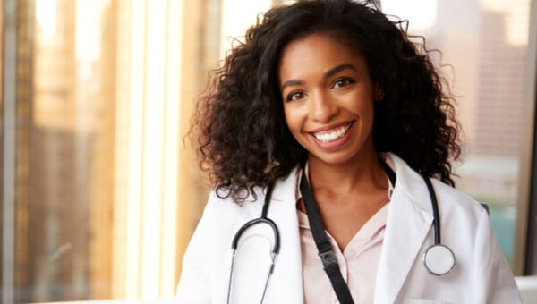 a female doctor smiling